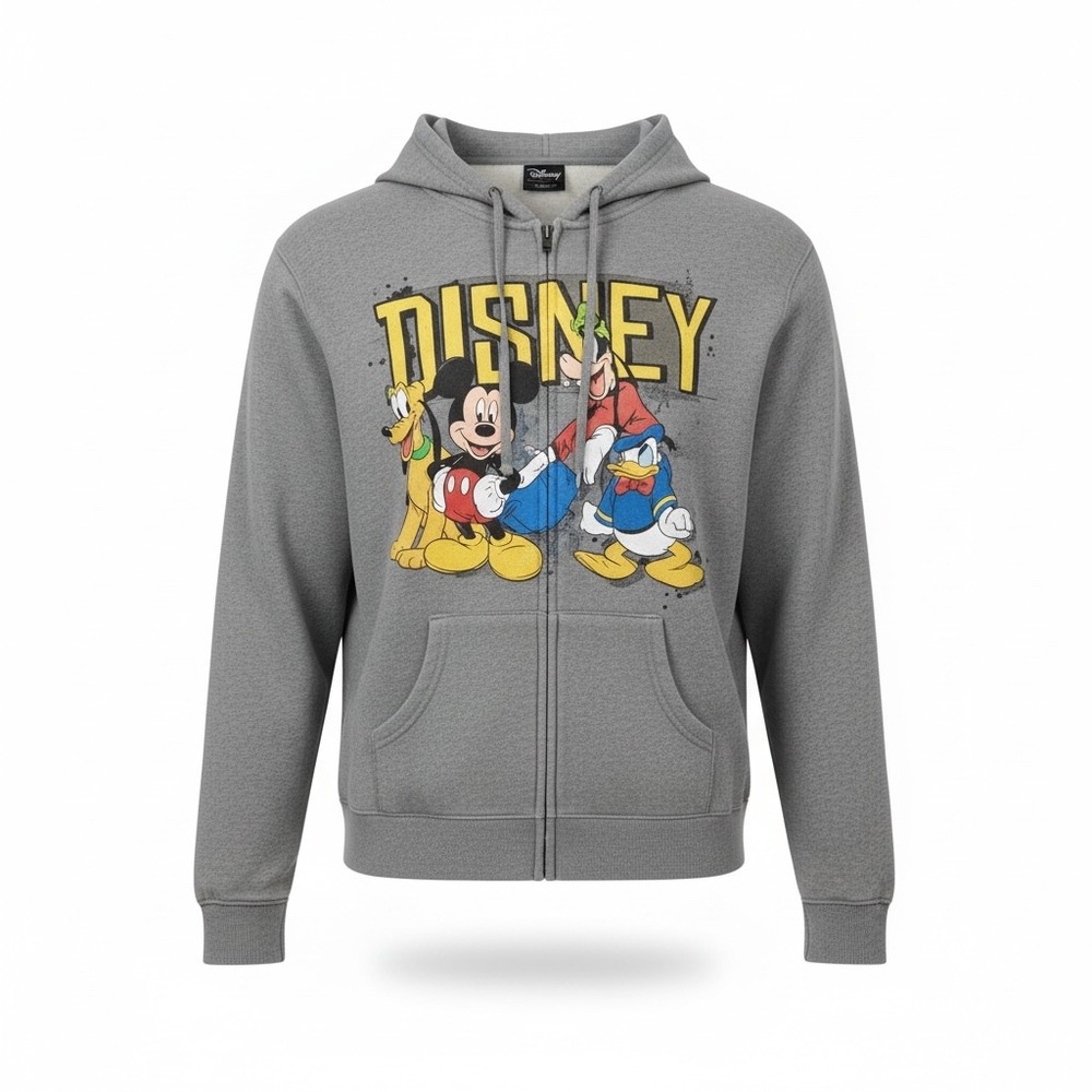 Disney‎ Full Zip Gray Hoodie Mickey & Friends Graphic XL46/48